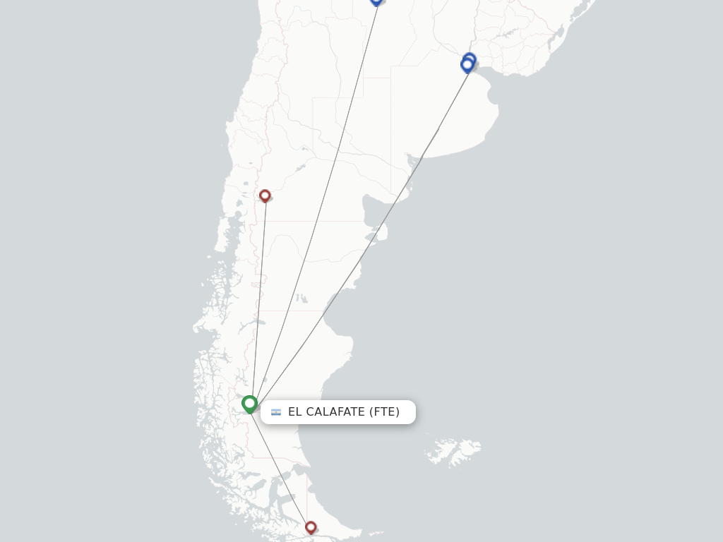 El Calafate FTE route map