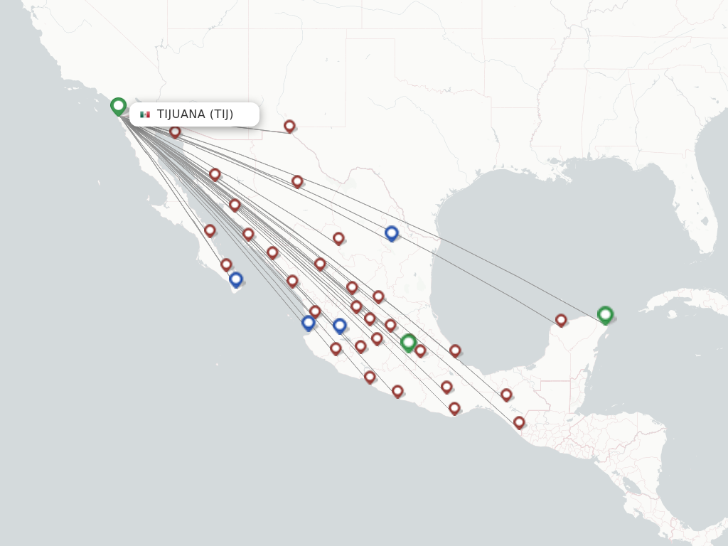 Tijuana TIJ route map