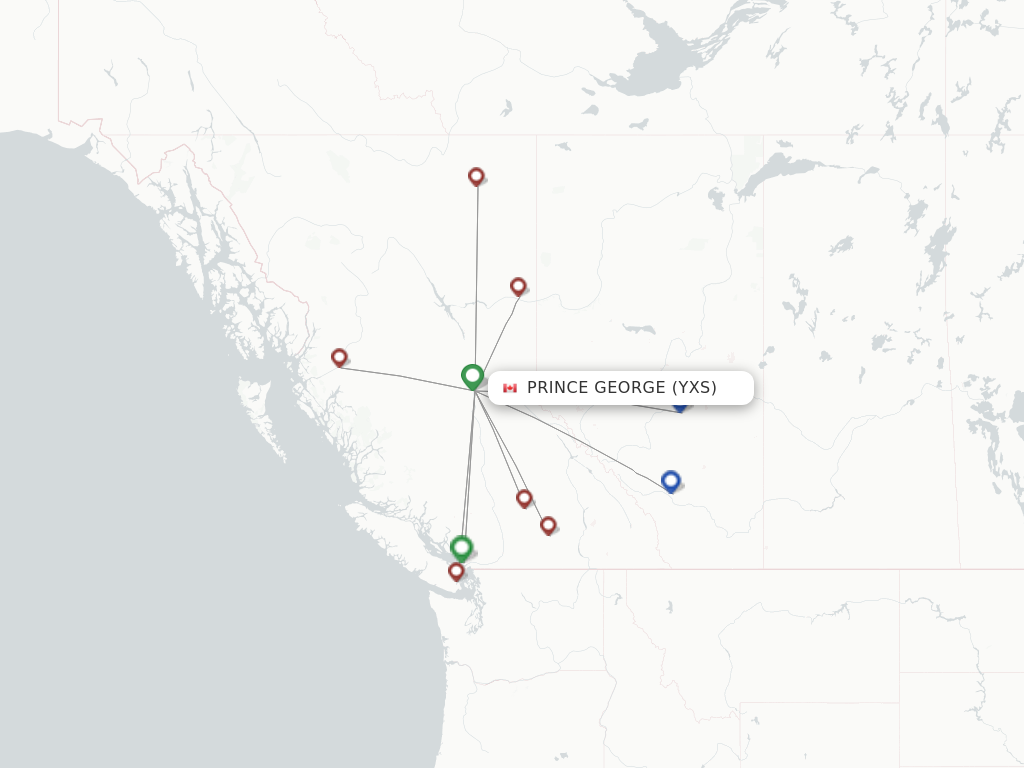 Prince George YXS route map