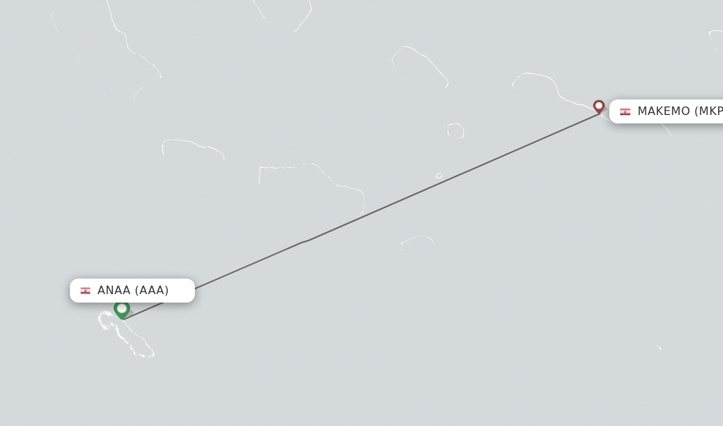 Flights from Makemo to Anaa route map