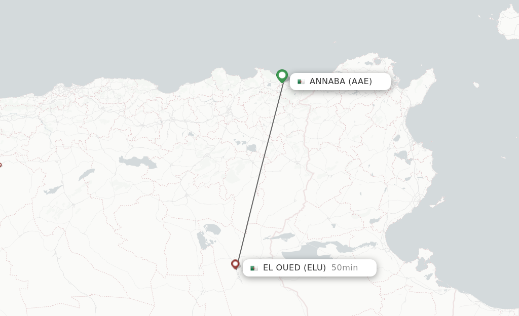 Flights from Annaba to El Oued route map