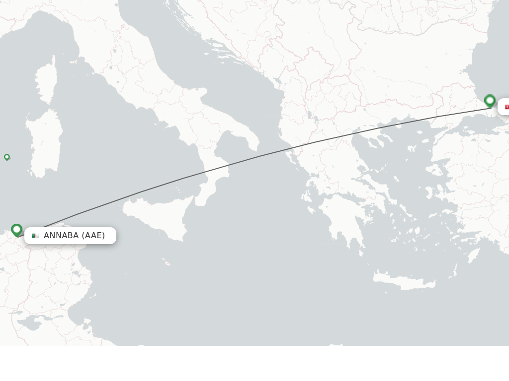 Flights from Annaba to Istanbul route map