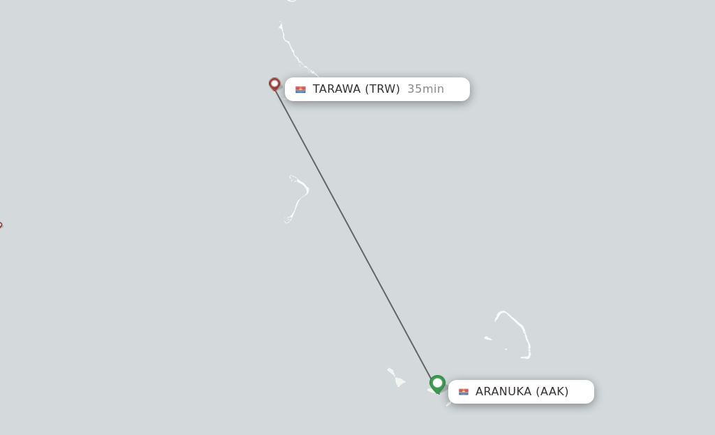 Flights from Aranuka to Tarawa route map