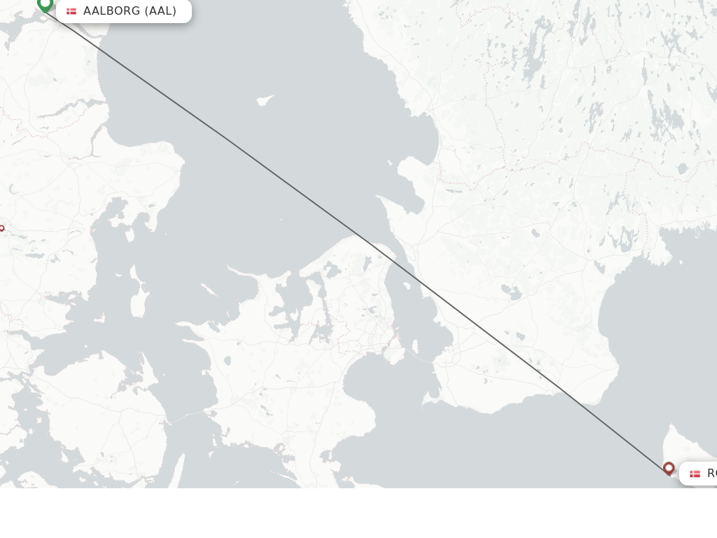 Flights from Aalborg to Bornholm route map