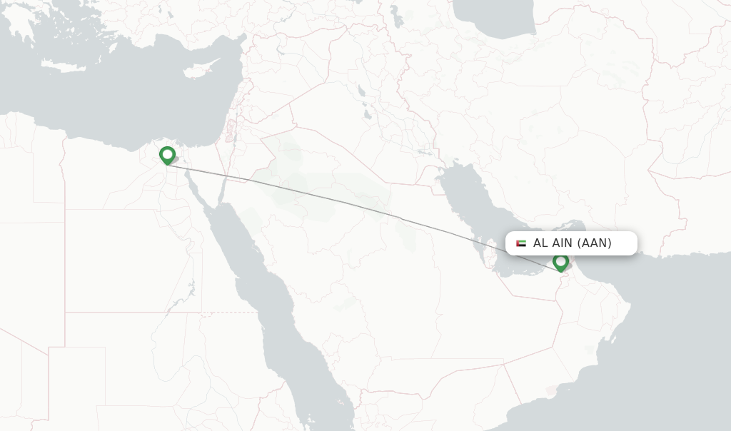 Route map with flights from Al Ain with Nile Air