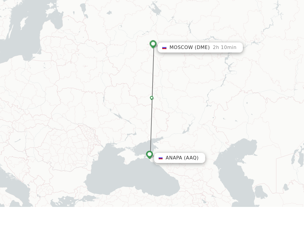 Flights from Anapa to Moscow route map