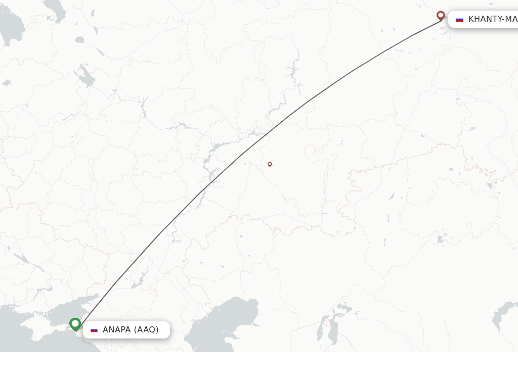 Flights from Anapa to Khanty-Mansiysk route map
