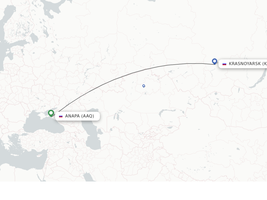 Flights from Krasnojarsk to Anapa route map