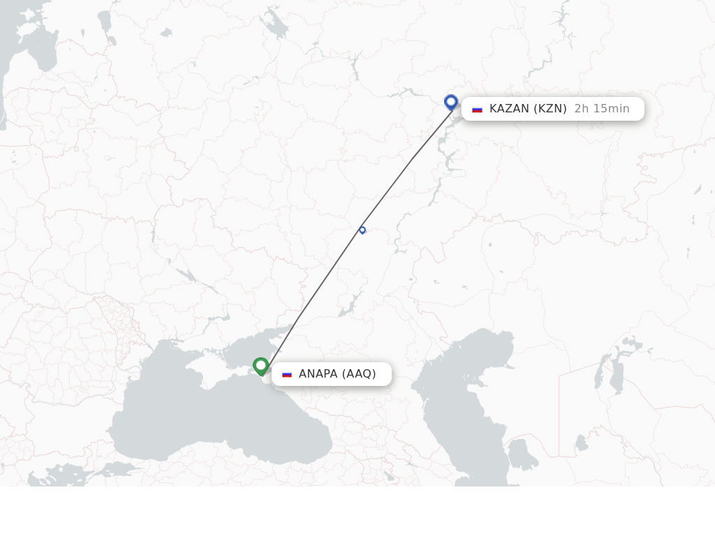 Flights from Kazan to Anapa route map
