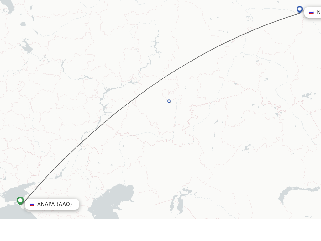 Flights from Nizhnevartovsk to Anapa route map