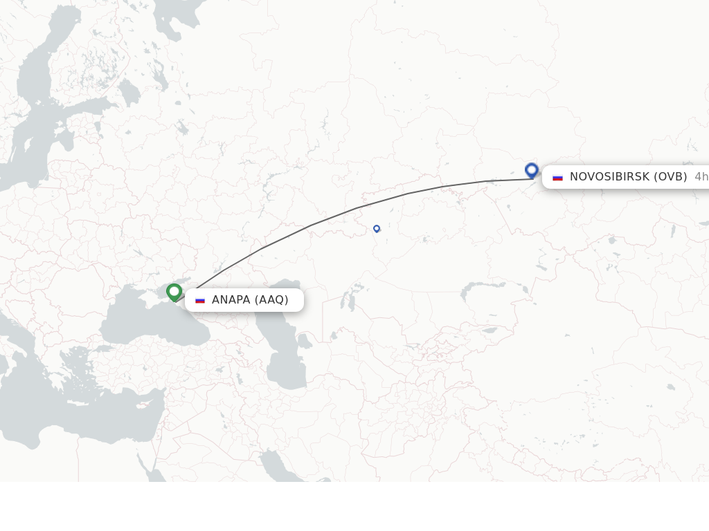 Flights from Anapa to Novosibirsk route map