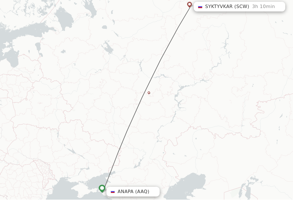 Flights from Anapa to Syktyvkar route map