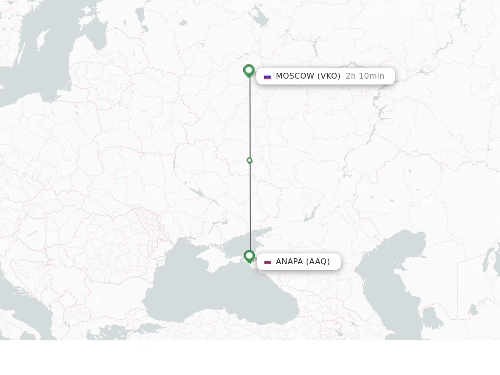 Flights from Anapa to Moscow route map