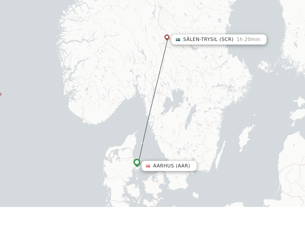 Flights from Salen to Aarhus route map
