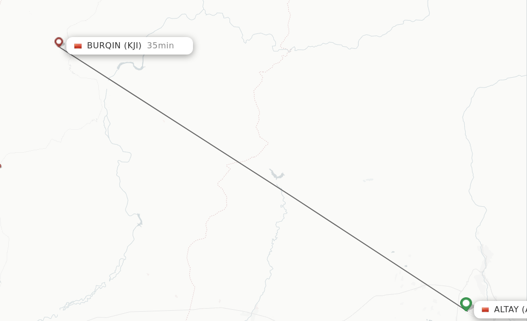 Flights from Altay to Buerjin route map