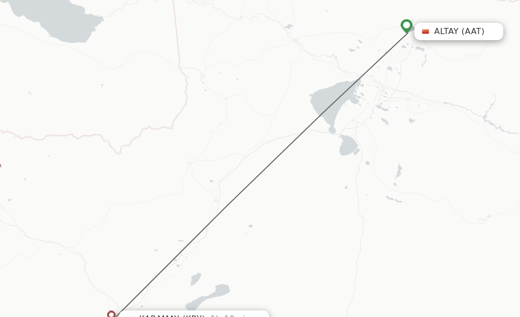 Flights from Altay to Karamay route map