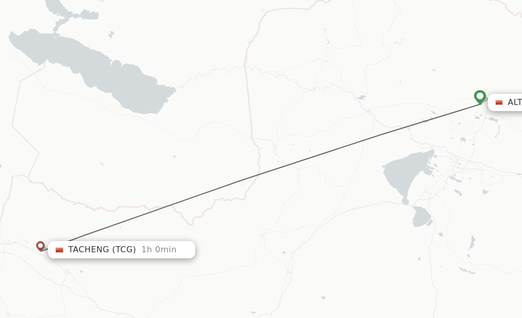 Flights from Altay to Tacheng route map