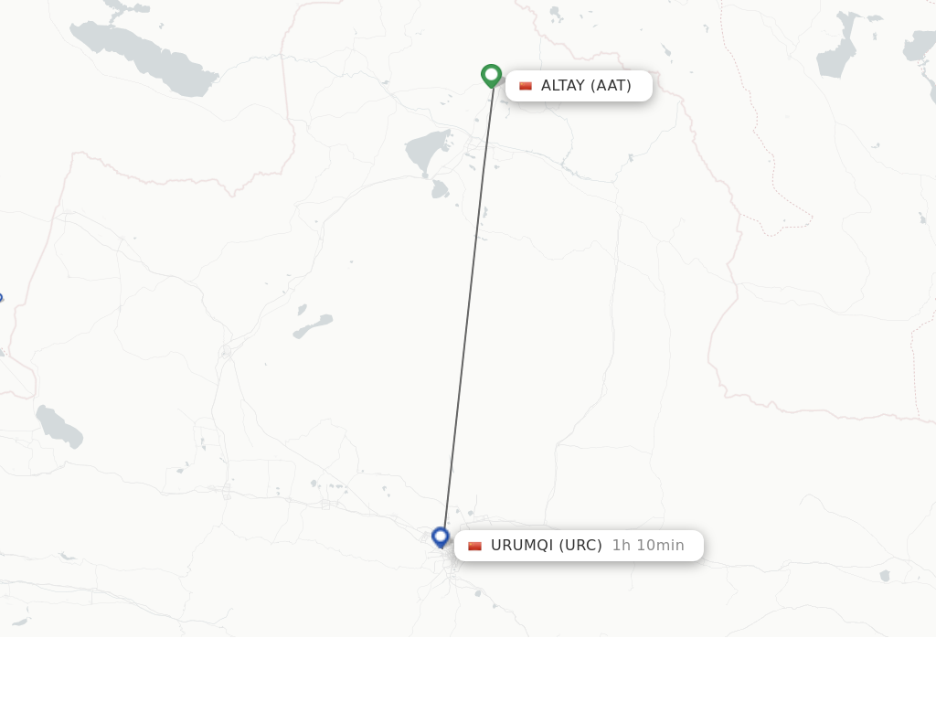 Flights from Altay to Urumqi route map