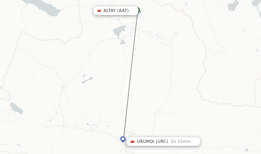 Flights from Altay to Urumqi route map