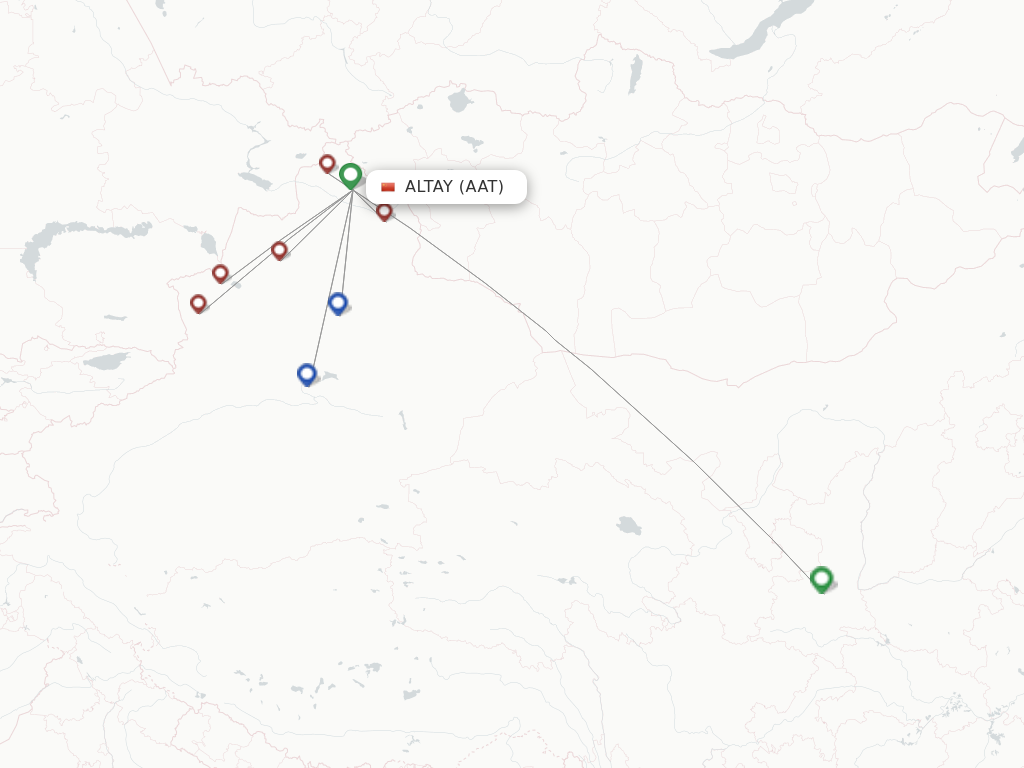 Flights from Altay to Yining route map