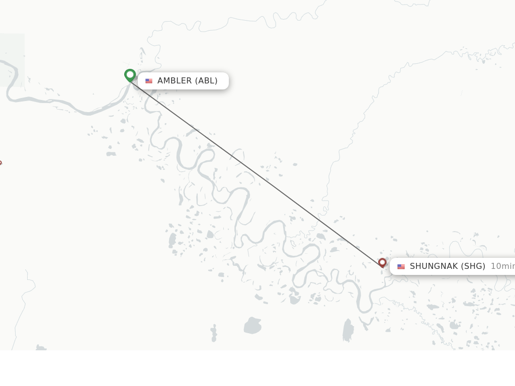 Flights from Ambler to Shungnak route map