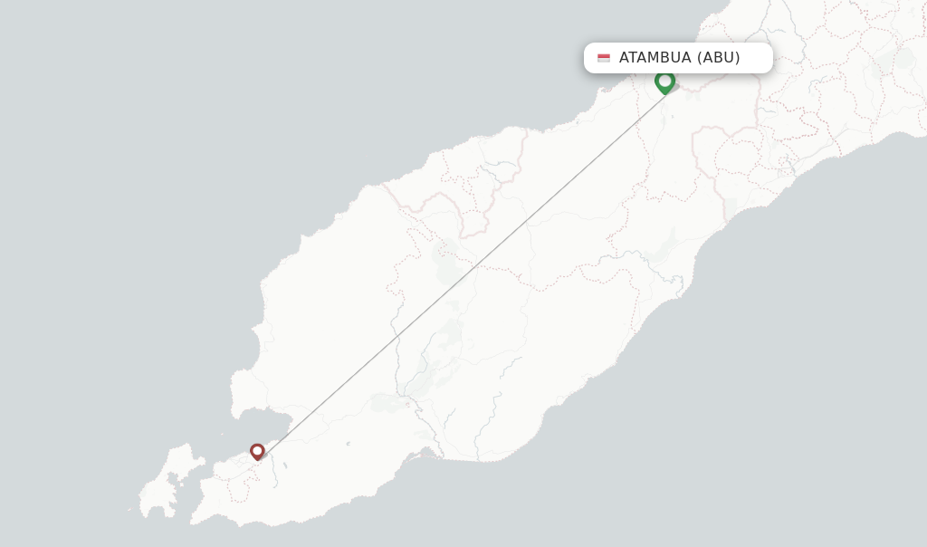 Route map with flights from Atambua with Wings Air