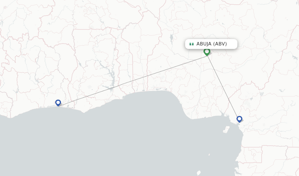 Route map with flights from Abuja with Air Cote DIvoire