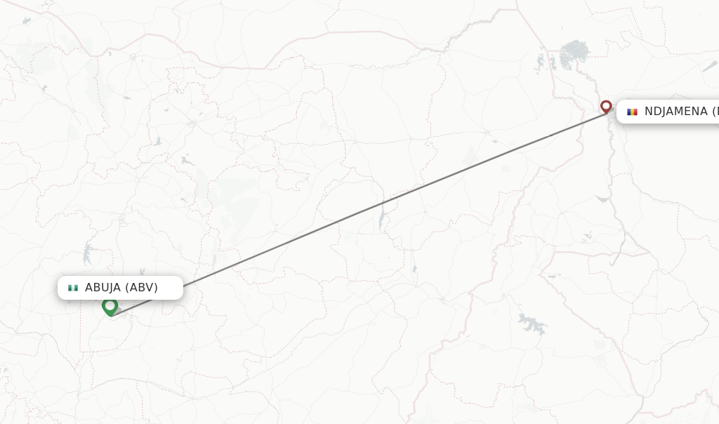 Flights from Abuja to Ndjamena route map