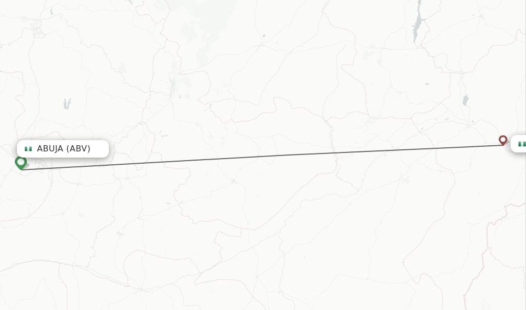 Flights from Abuja to Yola route map