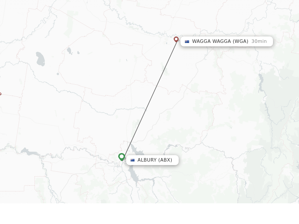 Flights from Wagga Wagga to Albury route map