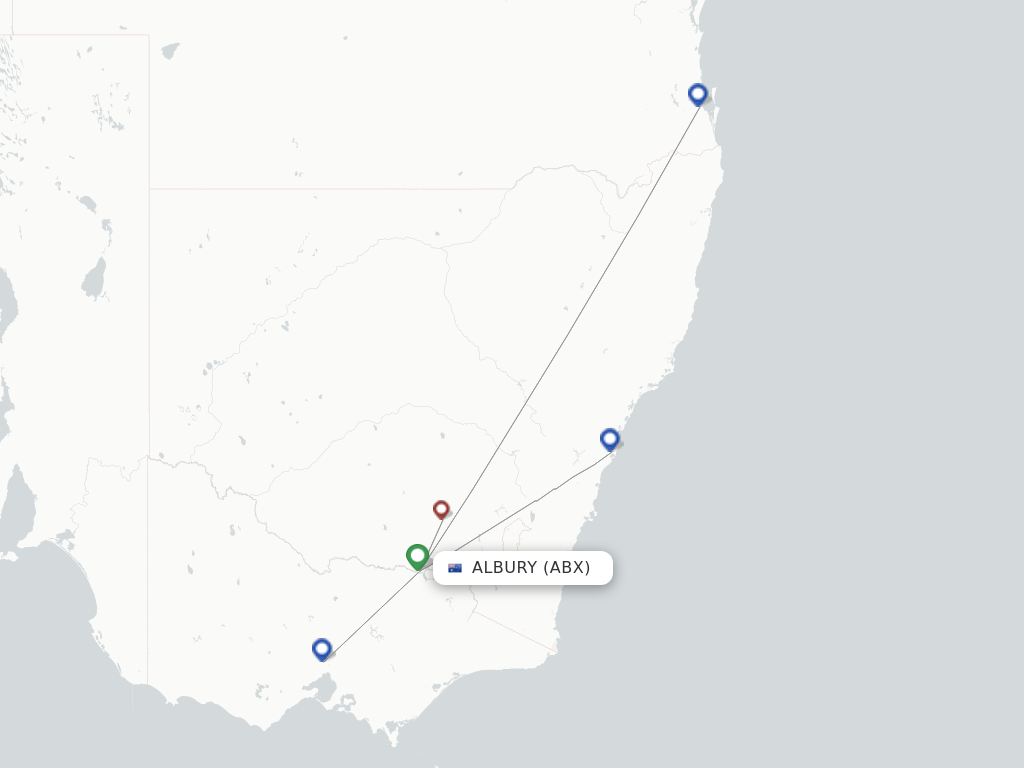 Route map with flights from Albury with Air Berlin