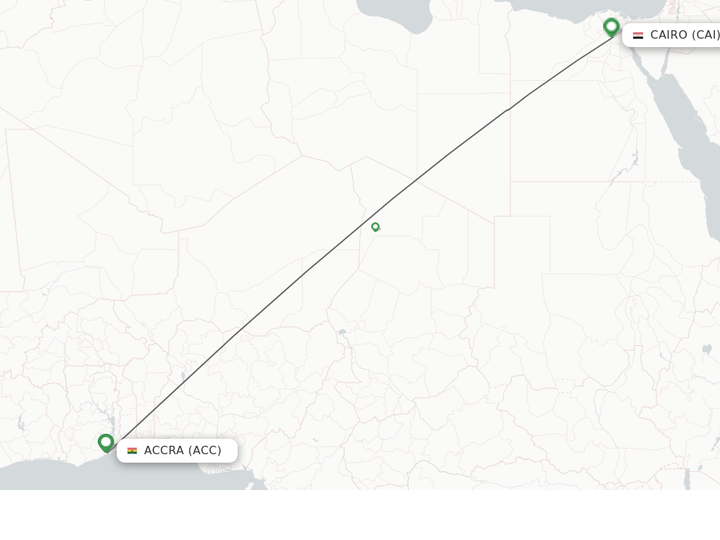 Flights from Accra to Cairo route map