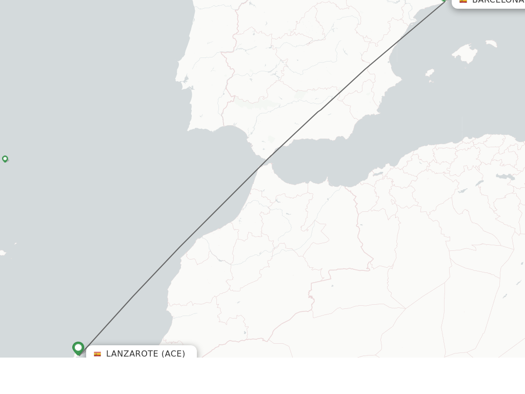 Flights from Lanzarote to Barcelona route map