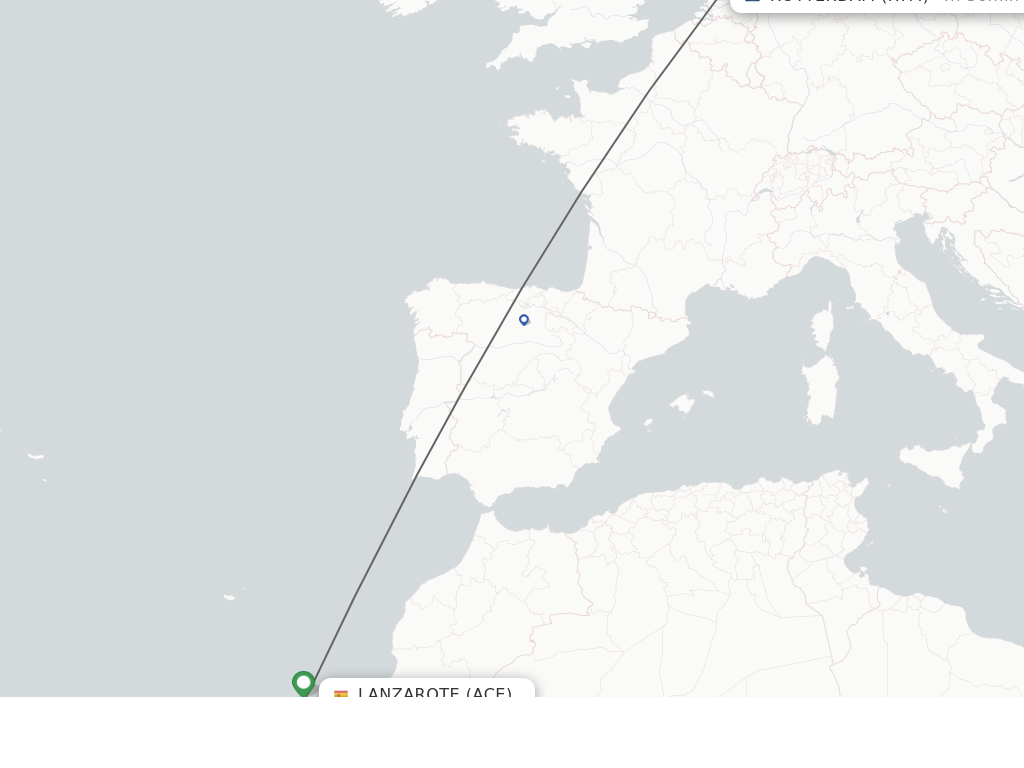 Flights from Lanzarote to Rotterdam route map