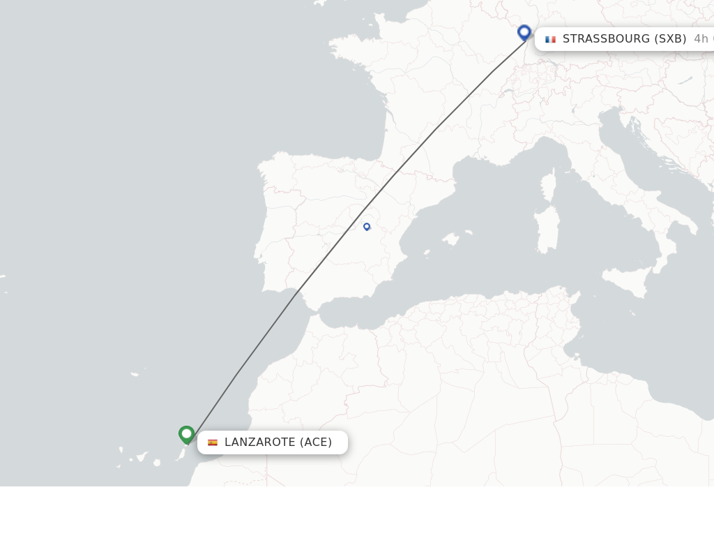 Flights from Lanzarote to Strasbourg route map