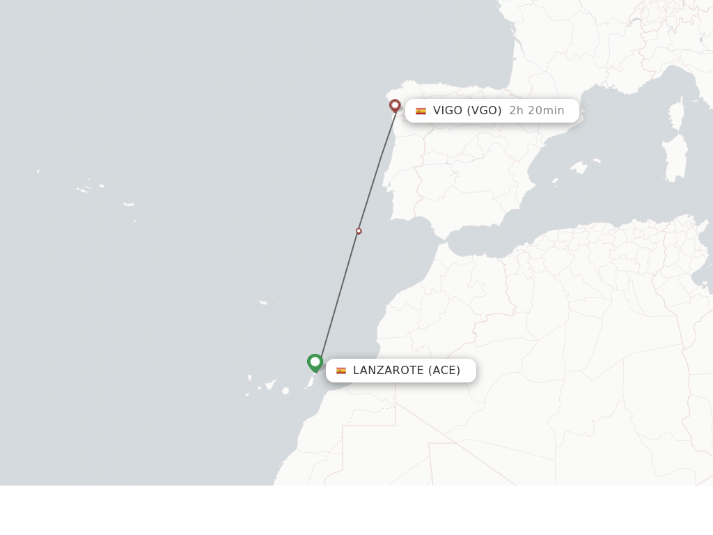 Flights from Vigo to Lanzarote route map
