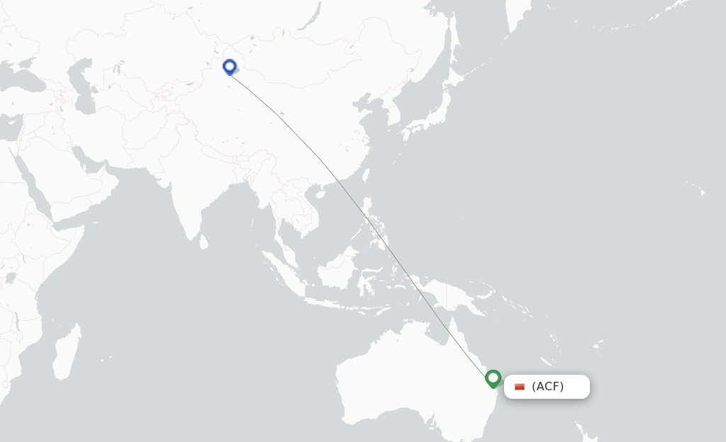 Route map with flights from Alaer with China Southern