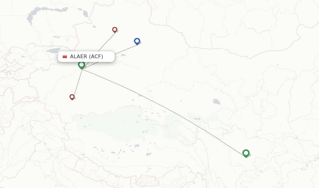 Route map with flights from Alaer with Chengdu Airlines