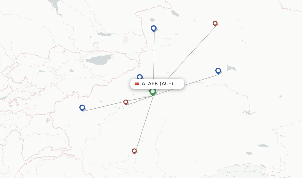 Route map with flights from Alaer with Gestair