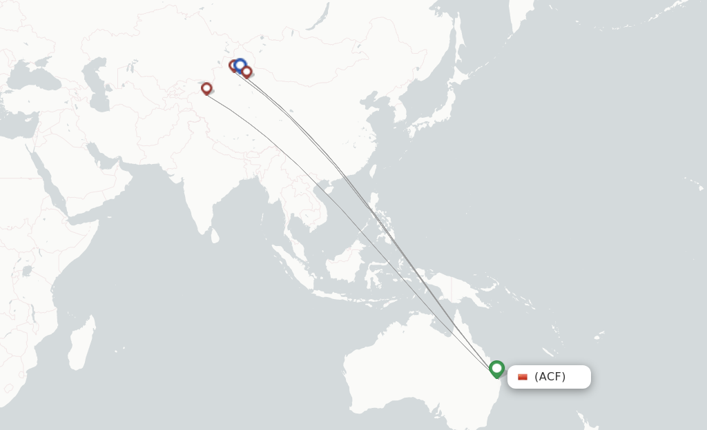 Route map with flights from Alaer with Tianjin Airlines