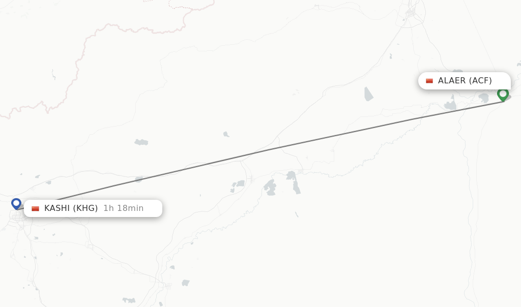 Flights from Alaer to Kashi route map