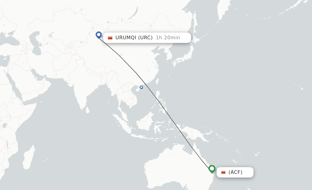 Flights from Alaer to Urumqi route map