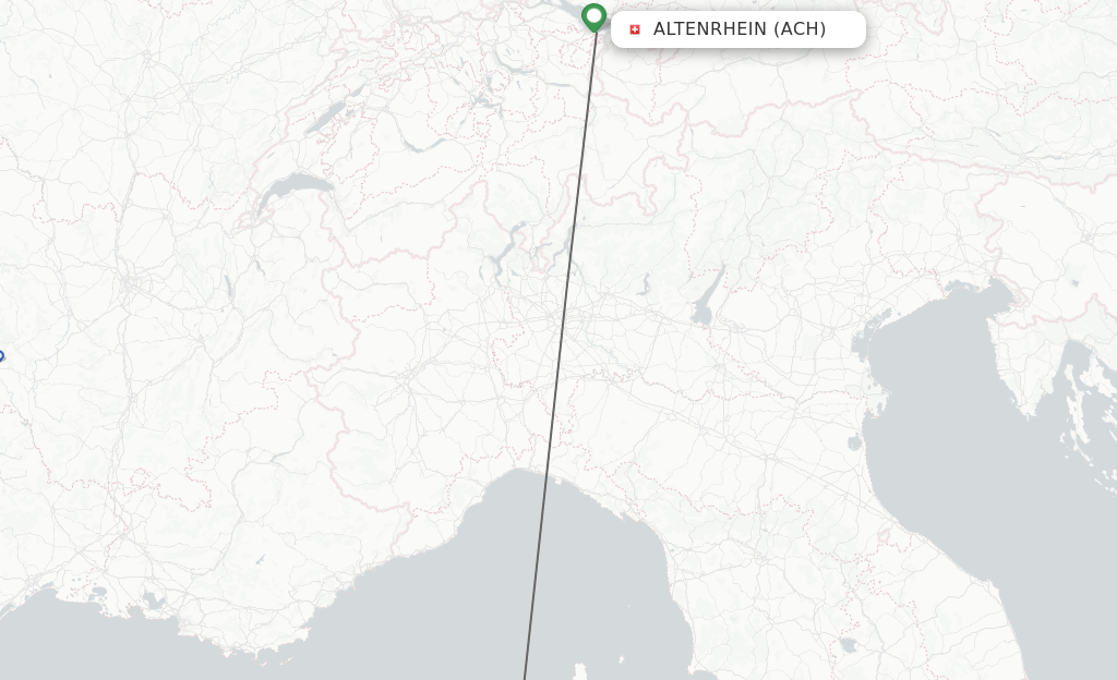 Flights from Altenrhein to Calvi route map