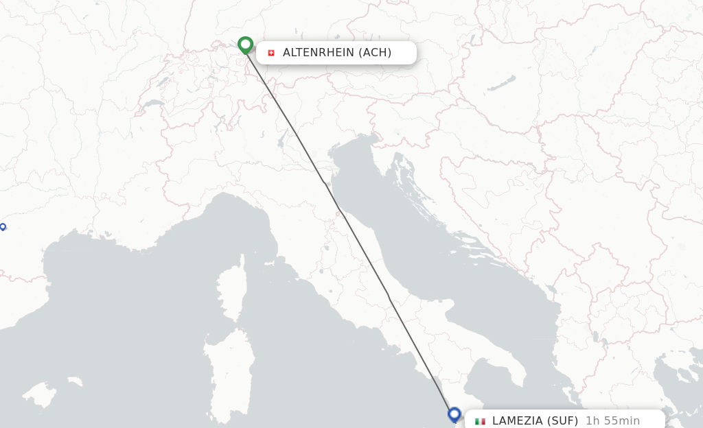 Flights from Altenrhein to Lamezia-Terme route map