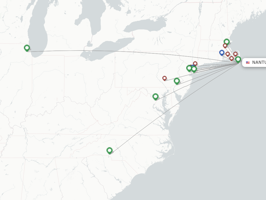 Flights from Nantucket to Providence route map