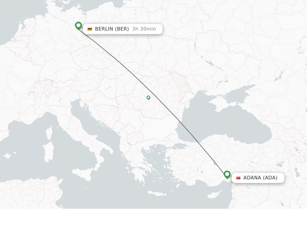 Flights from Adana to Berlin route map