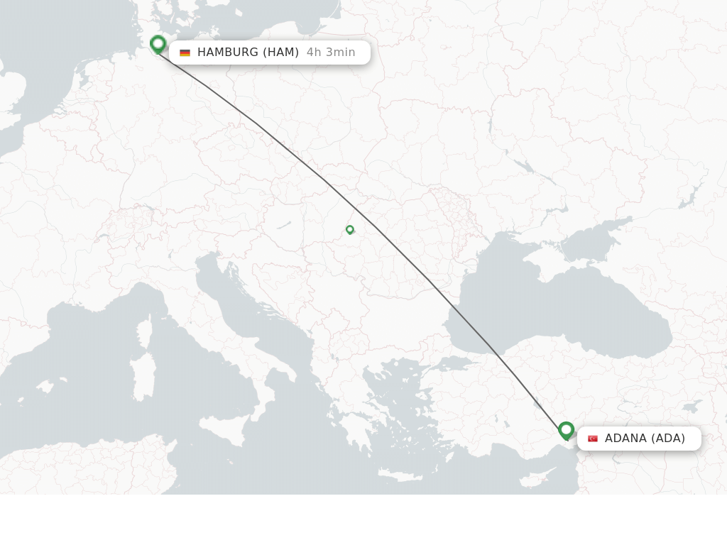 Flights from Adana to Hamburg route map