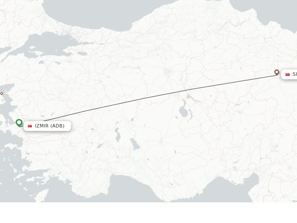 Flights from Sivas to Izmir route map