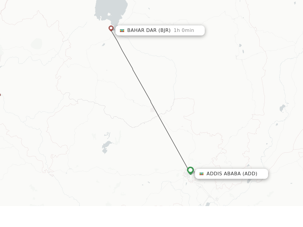 Flights from Addis Ababa to Bahar Dar route map
