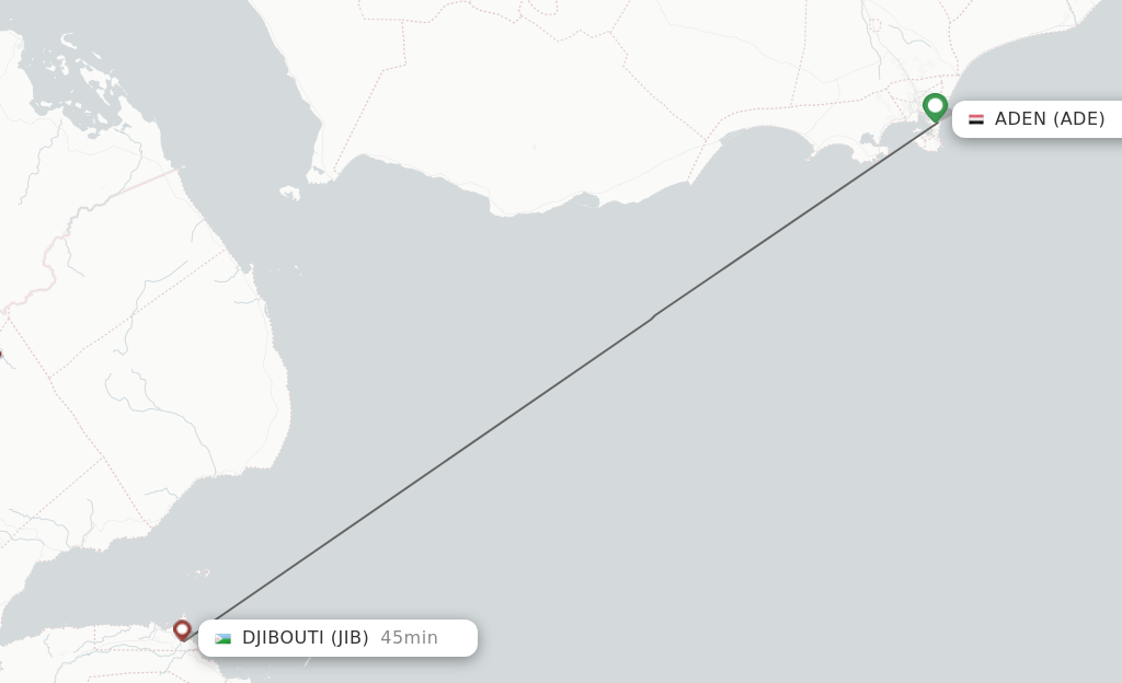 Flights from Aden to Djibouti route map